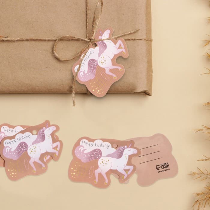 Шильдик на подарок «Единорог», 6×4.7 см