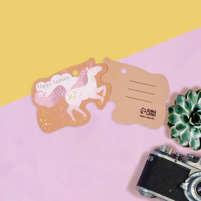 Шильдик на подарок «Единорог», 6×4.7 см