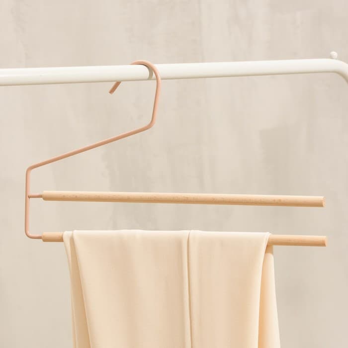 Вешалка для брюк и юбок SAVANNA Wood, 36×21.5×1.1 см, многоуровневая, розовая