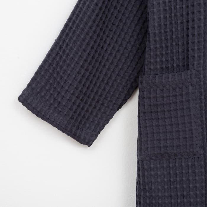 Халат вафельный женский удлинённый «Этель» Boho, размер 42-44, хлопок, 290 г/м², тёмно-серый