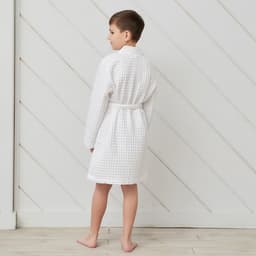 Халат вафельный детский Крошка Я Boho размер 30 (98-104 см), белый, 100% хлопок 290 г/м²