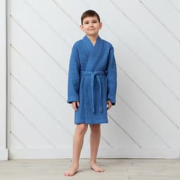 Халат вафельный детский «Крошка Я» Boho, размер 30 (98-104 см), синий