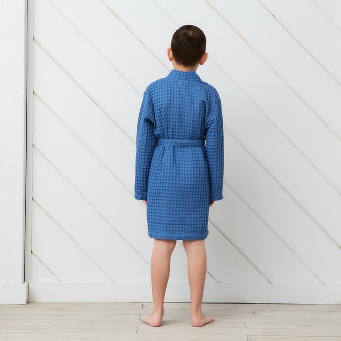 Халат вафельный детский «Крошка Я» Boho, размер 30 (98-104 см), синий
