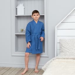 Халат вафельный детский «Крошка Я» Boho, размер 30 (98-104 см), синий