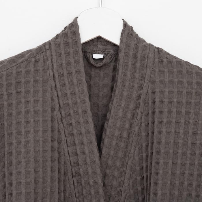 Халат вафельный женский удлинённый «Этель» Boho, размер 42-44, хлопок, 290 г/м², светло-серый