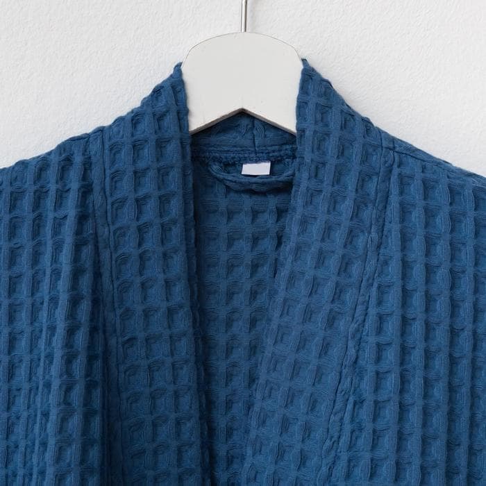 Халат вафельный мужской удлиненный «Этель» Boho, размер 46-48, 100% хлопок, 290 г/м², синий