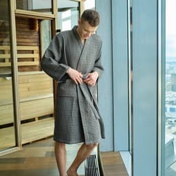 Халат вафельный мужской удлиненный «Этель» Boho, размер 46-48, светло-серый