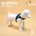 Шлейка К7, размер S, ОГ 44-55 см, вес 5-9 кг, мягкая, светоотражающая, голубая