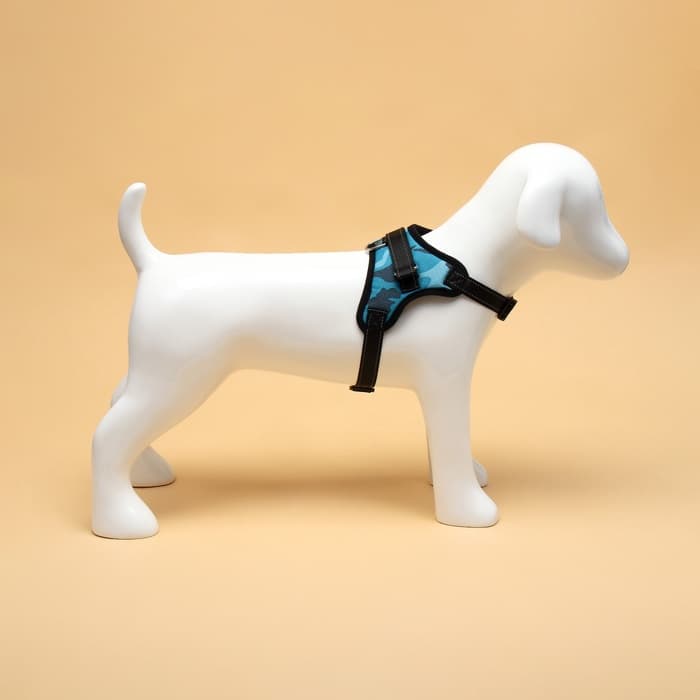 Шлейка К7, размер S, ОГ 44-55 см, вес 5-9 кг, мягкая, светоотражающая, голубая