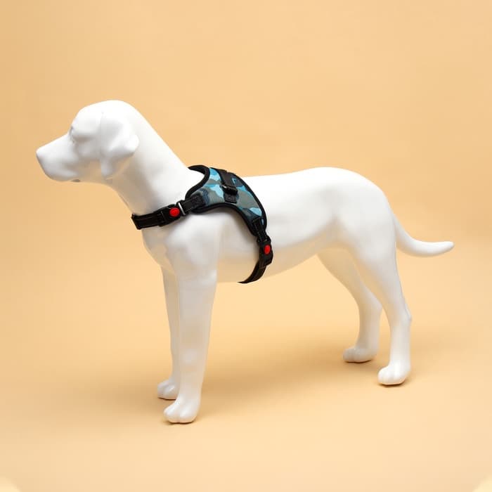 Шлейка К7, размер L, ОГ 64-86 см, вес 18- 27.5 кг, мягкая, светоотражающая, голубая