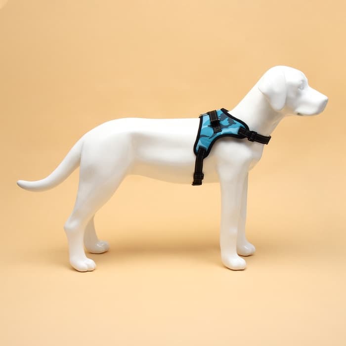 Шлейка К7, размер L, ОГ 64-86 см, вес 18- 27.5 кг, мягкая, светоотражающая, голубая