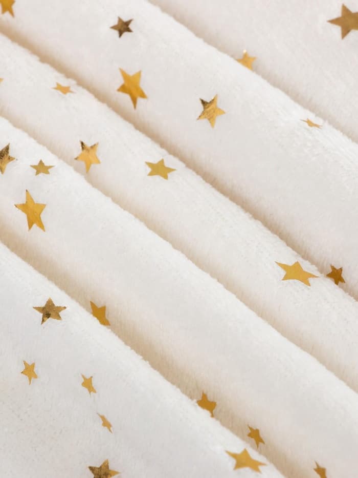 Плед «Этель. Золотые звезды», 150×200 см, корал-флис, белый