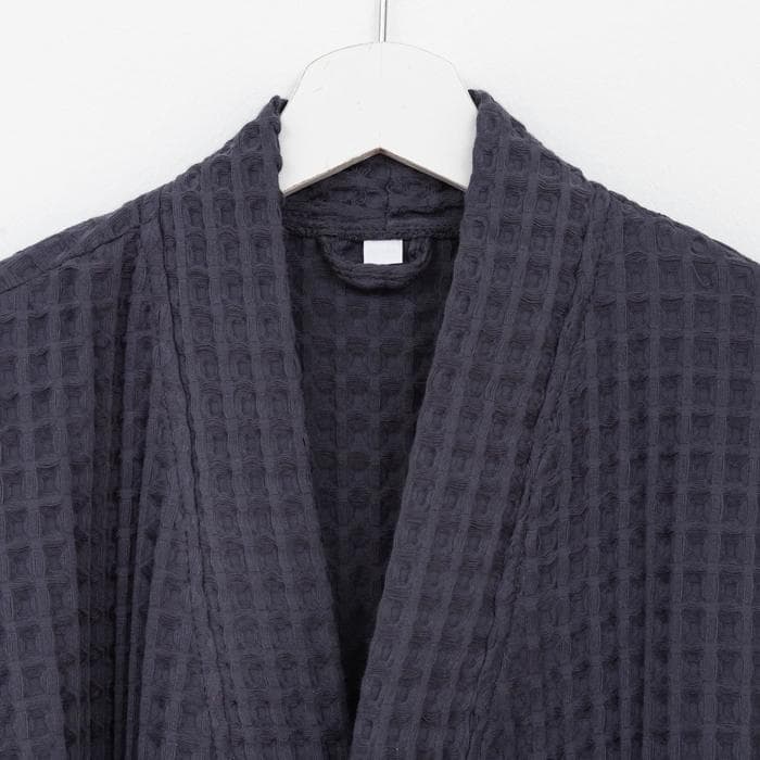 Халат вафельный женский удлинённый «Этель» Boho, размер 54-56, хлопок, 290 г/м², тёмно-серый