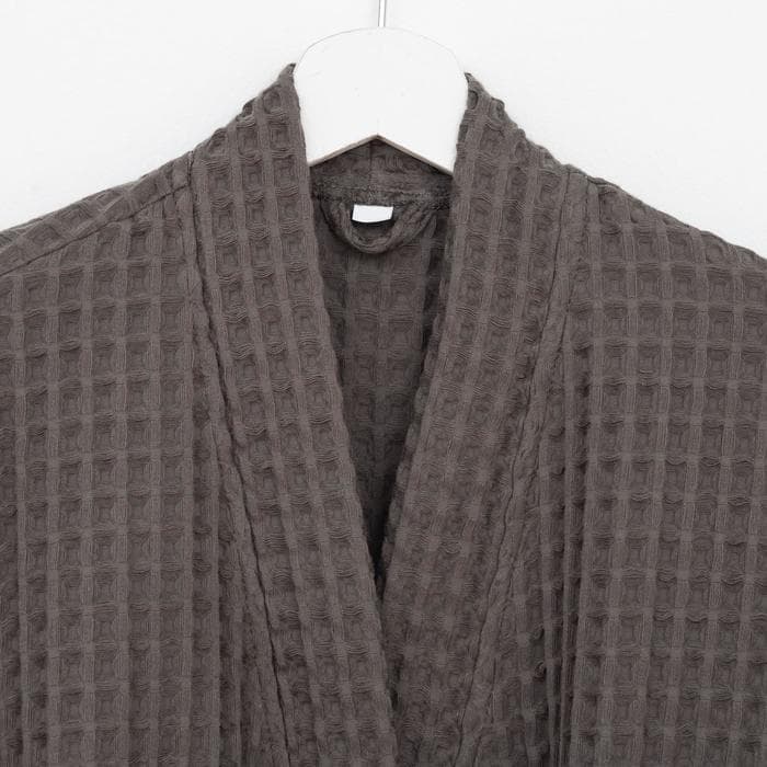 Халат вафельный женский удлинённый «Этель» Boho, размер 50-52, хлопок, 290 г/м², светло-серый