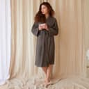 Халат вафельный женский удлинённый «Этель» Boho, размер 54-56, хлопок, 290 г/м², светло-серый