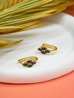 Серьги со стразами «Циркония», квартет, чёрные в золоте