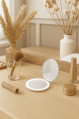 Зеркало KZ-02, подсветка, 9×9×0.7 см, 1 диод, от USB