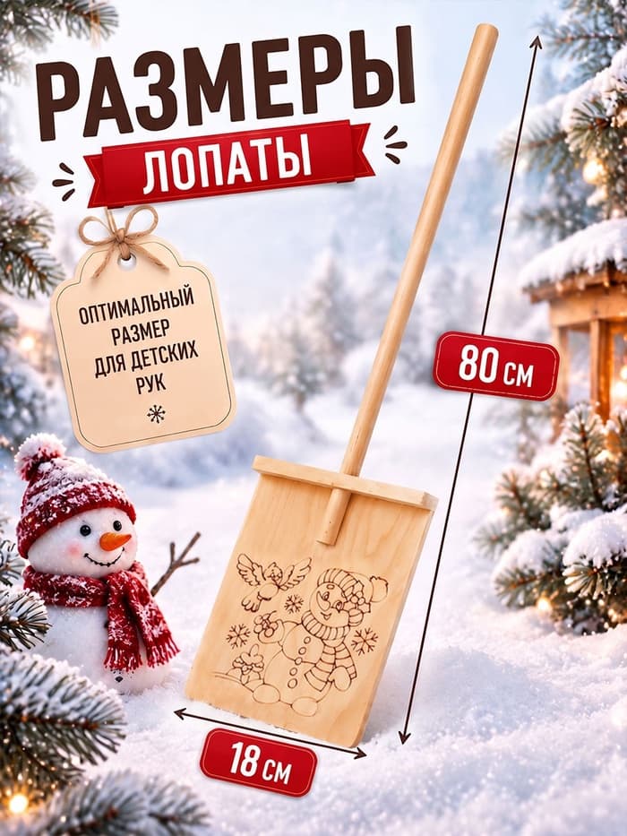 Лопата деревянная «Новый год! Снеговик»