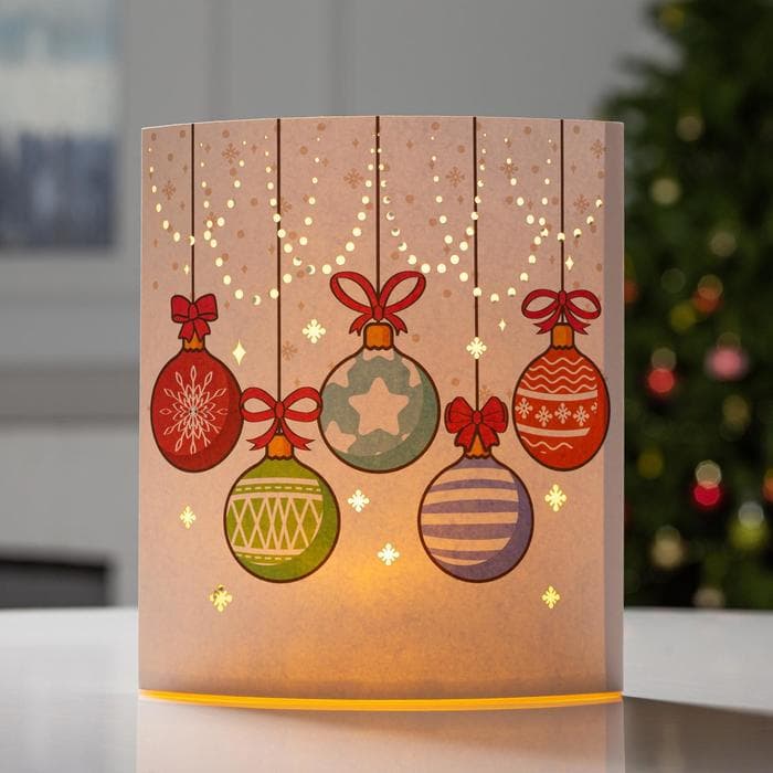 Светодиодная фигура «Ёлочные шары» 17×20×8 см, картон, от батареек ААх2, свечение тёплое белое