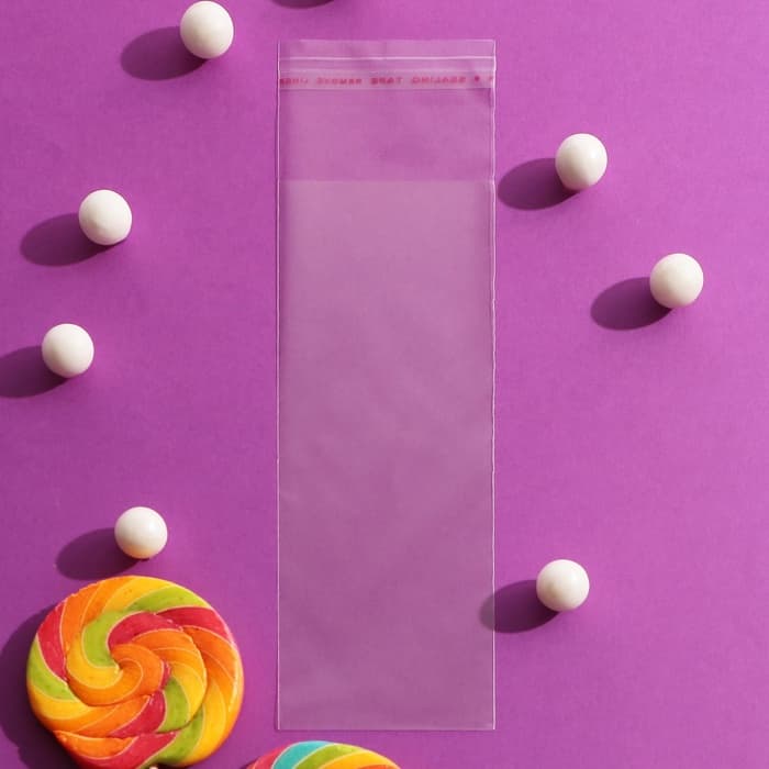 Пакет БОПП с клеевым клапаном, прозрачный для фасовки и упаковки, 6×16/4 см, 25 мкм