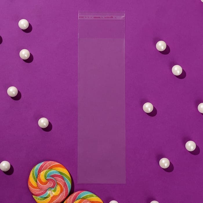 Пакет БОПП с клеевым клапаном, прозрачный для фасовки и упаковки, 6.5×20/4 см, 25 мкм