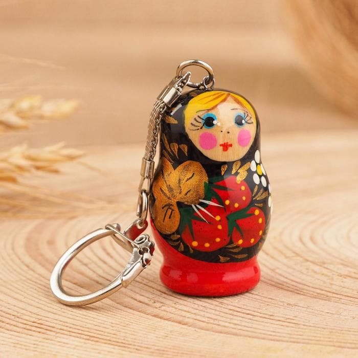 Брелок для ключей на кольце «Матрёшка», 4.5×2.5 см, ручная роспись, МИКС