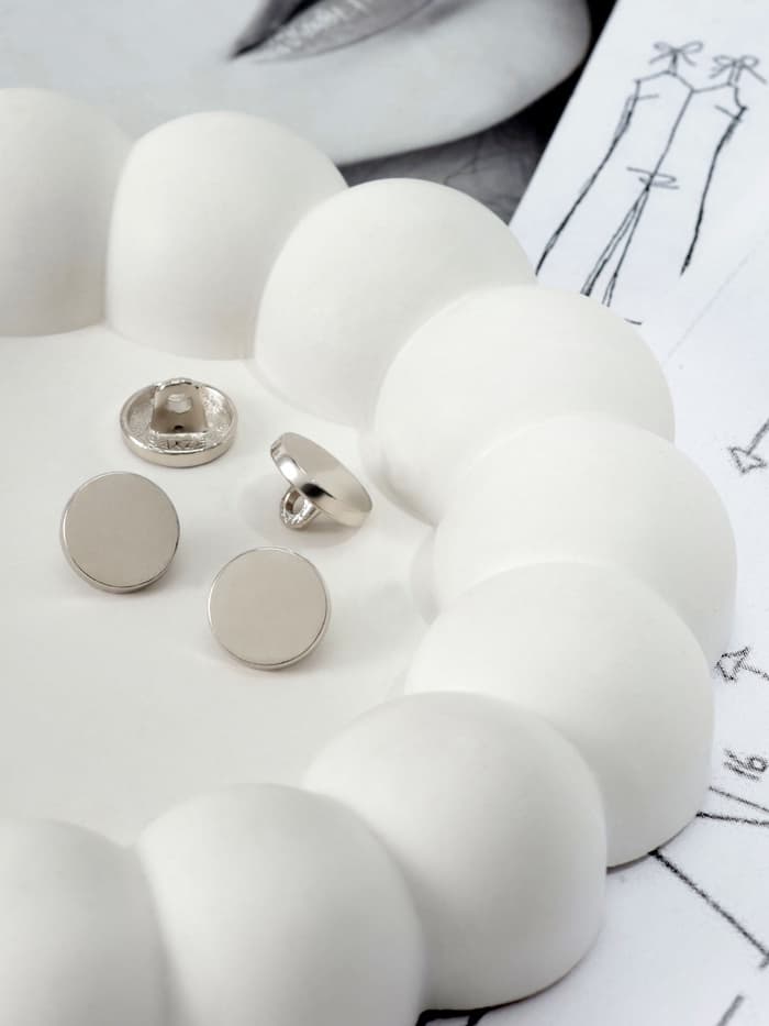 Пуговицы на ножке, металлические, d=11 мм, набор 10 шт., глянцевые, цвет серебряный