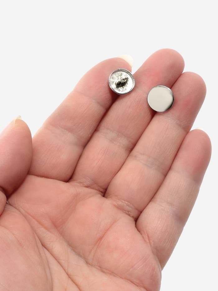 Пуговицы на ножке, металлические, d=11 мм, набор 10 шт., глянцевые, цвет серебряный