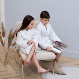 Халат вафельный детский Крошка Я Boho размер 34 (122-128 см) белый, 100% хлопок 290 г/м²