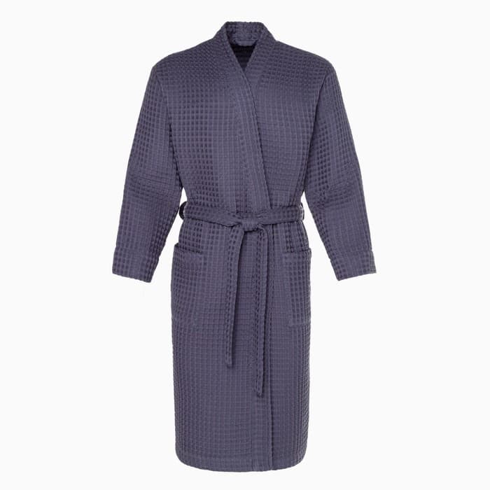 Халат вафельный мужской удлиненный Этель «Boho» размер 50-52, цвет тёмно-серый, 100% хлопок, 290 г/м²