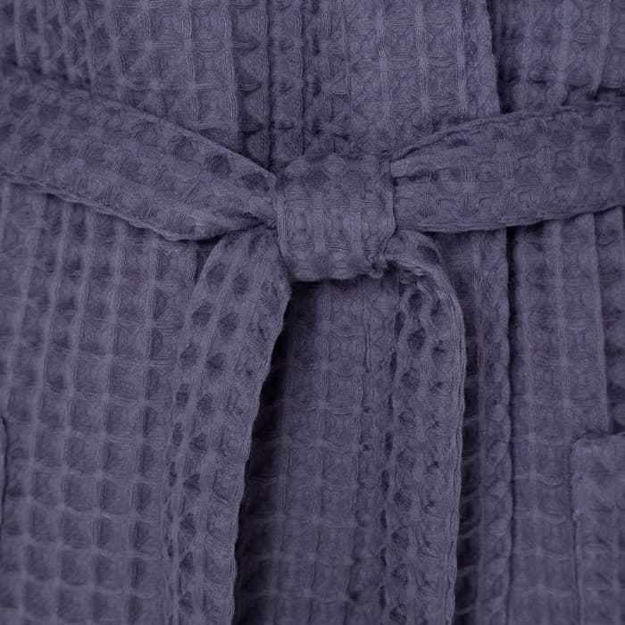 Халат вафельный мужской удлиненный Этель «Boho» размер 50-52, цвет тёмно-серый, 100% хлопок, 290 г/м²