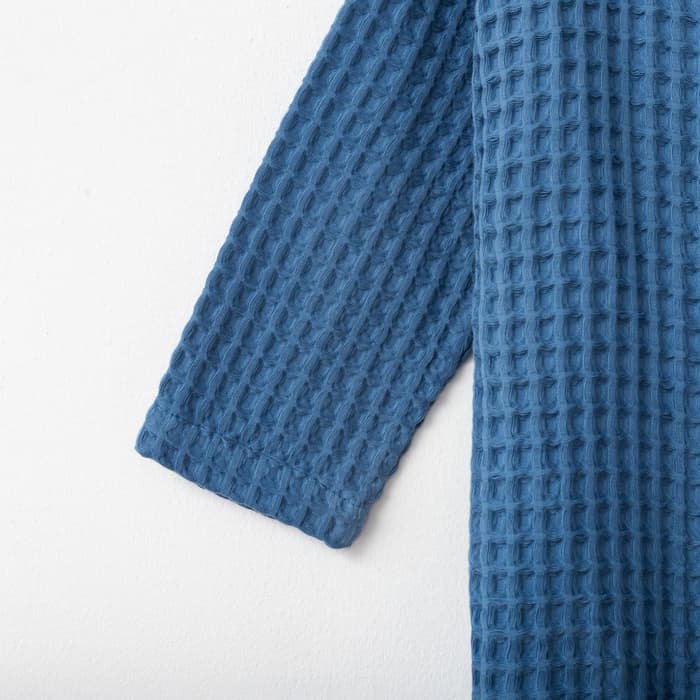 Халат вафельный детский «Крошка Я» Boho, размер 32 (110-116 см), 100% хлопок 290 г/м², синий