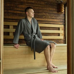 Халат вафельный мужской удлиненный «Этель» Boho, размер 50-52, светло-серый