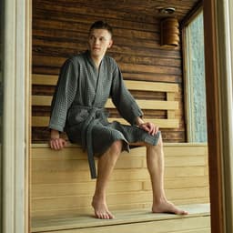 Халат вафельный мужской удлиненный «Этель» Boho, размер 54-56, светло-серый