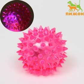 Мяч для собак средний, 5.5 см, светящийся, TPR, розовый