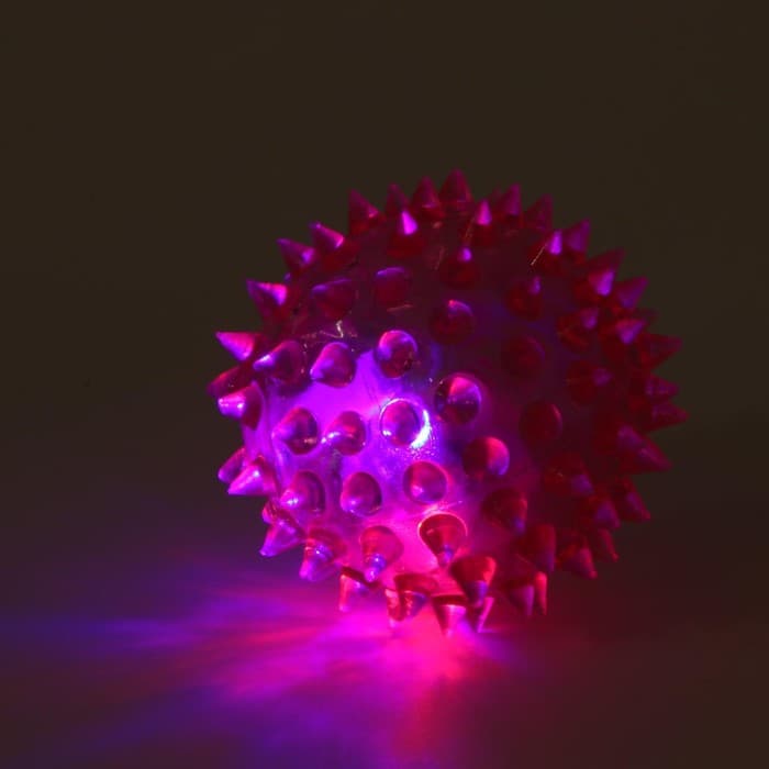 Мяч для собак средний, 5.5 см, светящийся, TPR, розовый