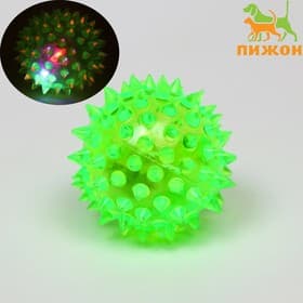 Мяч для собак средний, 5.5 см, светящийся, TPR, зелёный