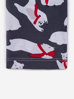 Пижама для девочки (лонгслив и брюки) KAFTAN: Polar Bear, сине-серая, размер 34 (122-128 см)