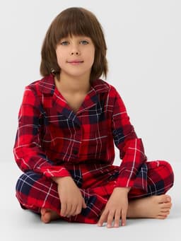 Пижама детская новогодняя (рубашка и брюки) KAFTAN: Christmas, красная, размер 34, (122-128 см)