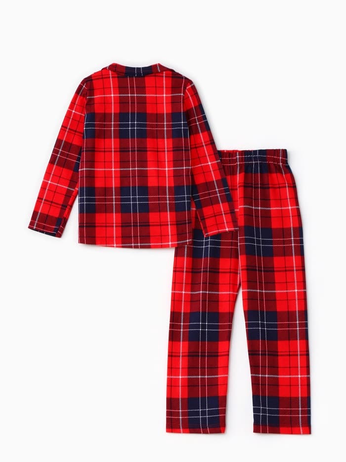 Пижама детская новогодняя (рубашка и брюки) KAFTAN: Christmas, красная, размер 34, (122-128 см)