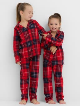 Пижама детская новогодняя (рубашка и брюки) KAFTAN: Christmas, красная, размер 34, (122-128 см)