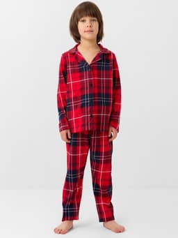 Пижама детская новогодняя (рубашка и брюки) KAFTAN: Christmas, красная, размер 34, (122-128 см)