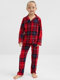 Пижама детская новогодняя (рубашка и брюки) KAFTAN: Christmas, красная, размер 36 (134-140 см)