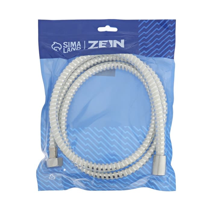 Душевой шланг ZEIN Z02PW, 150 см, с пластиковой конусообразной гайкой, ПВХ, белый, Имп/Имп