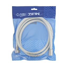 Душевой шланг ZEIN Z02PW, 150 см, с пластиковой конусообразной гайкой, ПВХ, белый, Имп/Имп