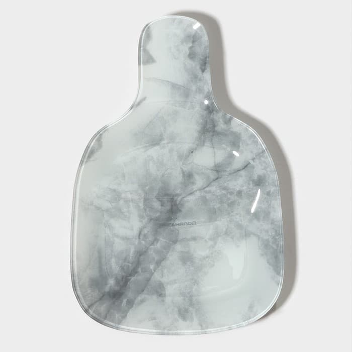 Менажница Доляна «Марбл белый», 2 секции, 27×18×2 см, стекло, серая