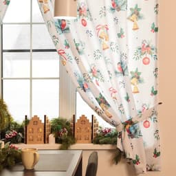 Шторы для кухни с подхватами Christmas wreaths, 145×180 см - 2 шт., габардин
