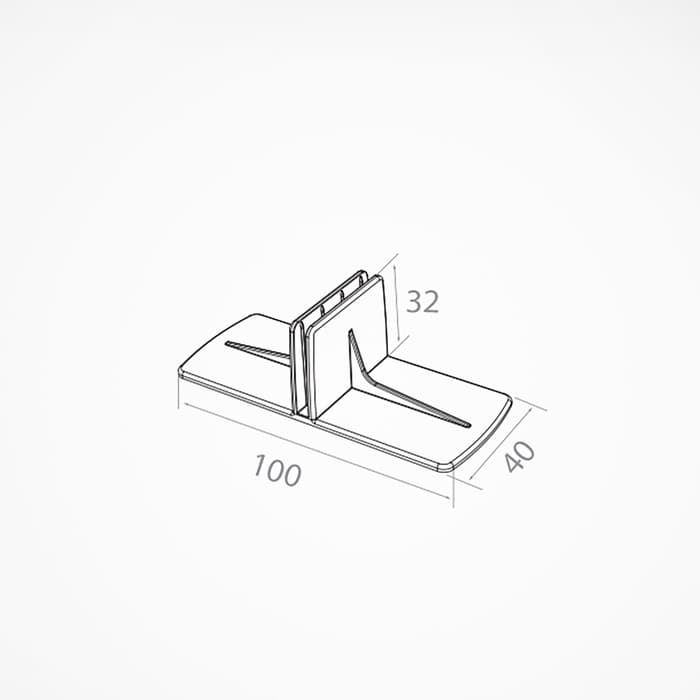 Клипса Т-образная для крепления пластиковых разделителей, 100×40×32 мм, прозрачная