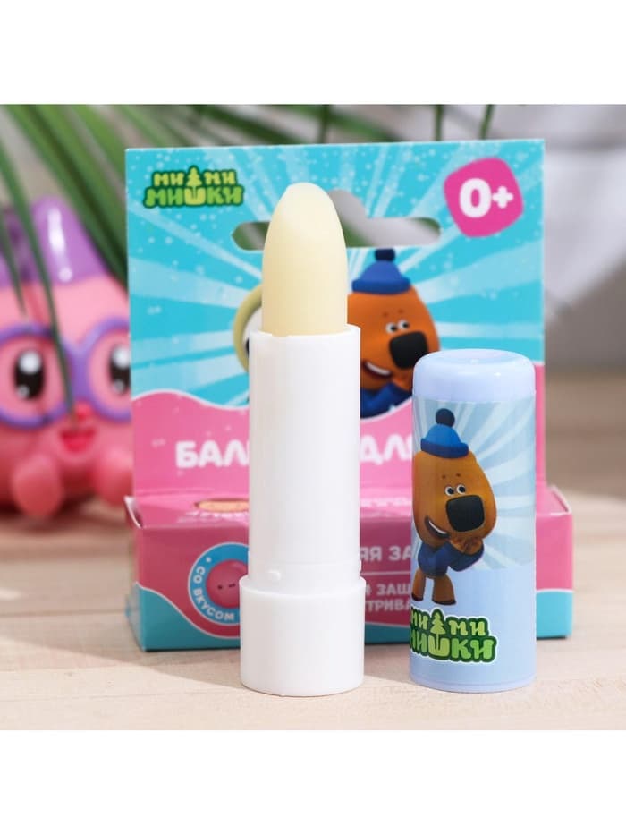 Бальзам для губ детский Ми-Ми-Мишки зимняя забота со вкусом бабл-гам, 4.2 г