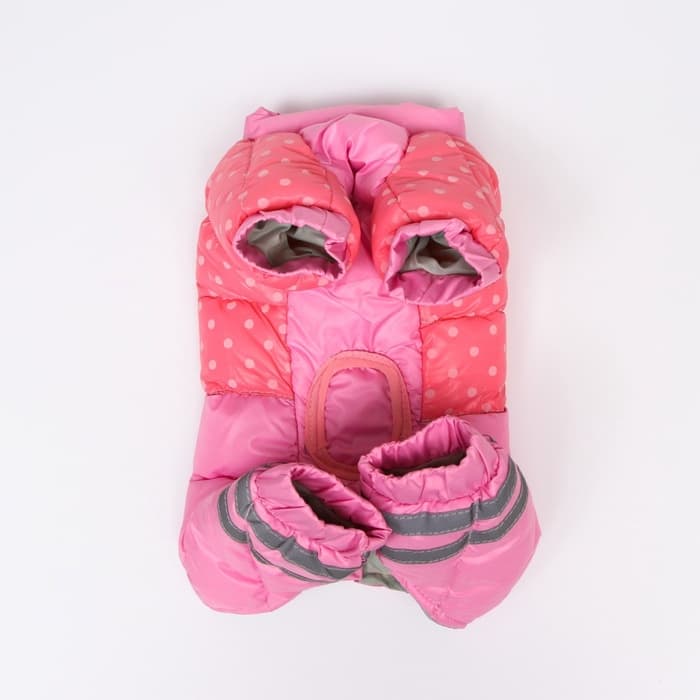 Комбинезон для собак «Горошек», размер 20, ДС 43, ОГ 56, ОШ 41 см, розовый